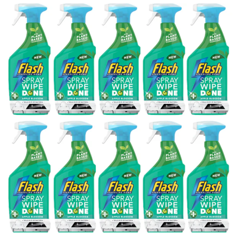  Flash Spray Wipe Done Multi Purpose Apple Blossom 10 x 800ml